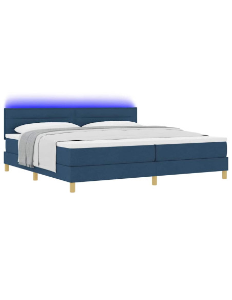 Letto a Sorgente LED con materasso Blu 200 x 200 cm Tessuto