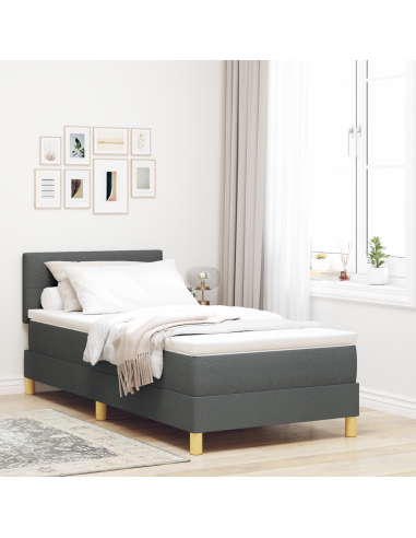 Letto a Sorgente LED con led Grigio scuro 90 x 200 cm Tessuto