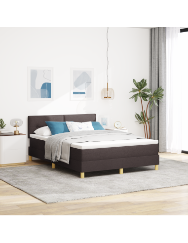 Letto a Sorgente LED con led Marrone Scuro 140 x 200 cm Tessuto