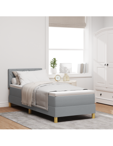 Letto a Sorgente LED con led Grigio chiaro 80 x 200 cm Tessuto