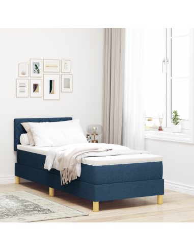 Letto a Sorgente LED con materasso Blu 80 x 200 cm Tessuto