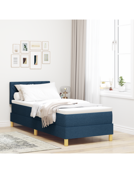 Letto a Sorgente LED con materasso Blu 80 x 200 cm Tessuto