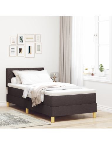 Letto a Sorgente LED con led Marrone Scuro 90 x 190 cm Tessuto