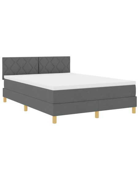Letto a Sorgente LED con led Grigio scuro 160 x 200 cm Tessuto