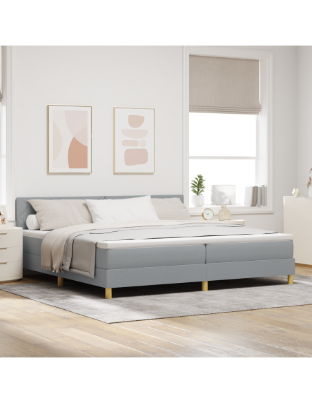 Letto a Sorgente LED con led Grigio chiaro 200 x 200 cm Tessuto