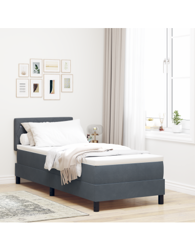 Letto a Sorgente LED con led Grigio scuro 80 x 200 cm Velluto