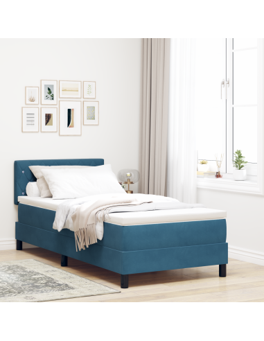 Letto a Sorgente LED con led Blu Scuro 90 x 200 cm Velluto