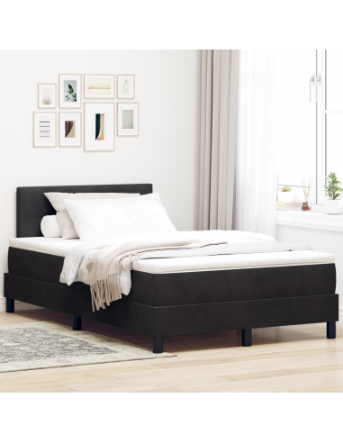 Letto a Sorgente LED con materasso Nero 120 x 190 cm Velluto