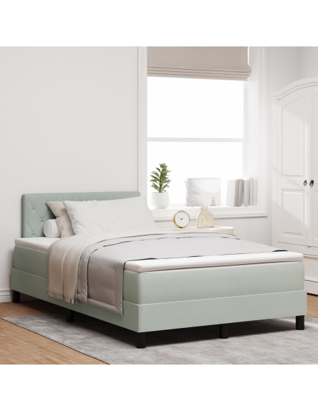 Letto a Sorgente LED con led Grigio chiaro 120 x 200 cm Velluto