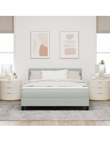 Letto a Sorgente LED con led Grigio chiaro 140 x 200 cm Velluto