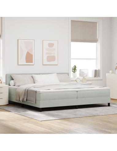 Letto a Sorgente LED con led Grigio chiaro 200 x 200 cm Velluto