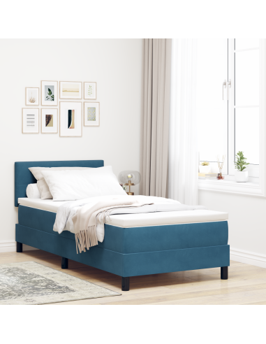 Letto a Sorgente LED con led Blu Scuro 90 x 190 cm Velluto