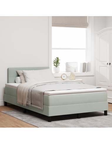 Letto a Sorgente LED con led Grigio chiaro 120 x 200 cm Velluto