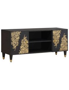 Mobile TV Nero 105 x 33 x 46 cm Legno di mango massello