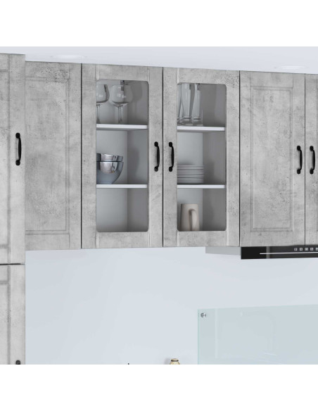Mobile da cucina con porta 2 pcs Grigio cemento 40 x 31 x 80 cm