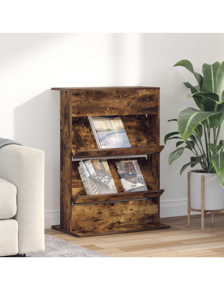 Scaffale per riviste Rovere fumé 70 x 41 x 96 cm