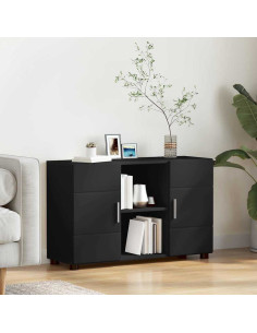 Credenza con porta Nero 88,5 x 30,5 x 55,5 cm Legno multistrato