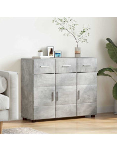 Credenza Grigio cemento 88,5 x 30,5 x 73 cm Legno multistrato