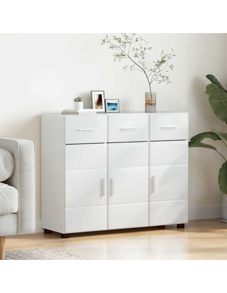 Credenza Bianco Lucido 88,5 x 30,5 x 73 cm Legno multistrato
