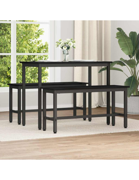 Panchina da pranzo 2 pcs Rovere Nero 100 x 32,5 x 48,5 cm