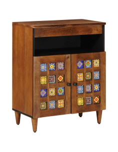 Credenza con porta Noce 60 x 33 x 75 cm Legno di mango massello