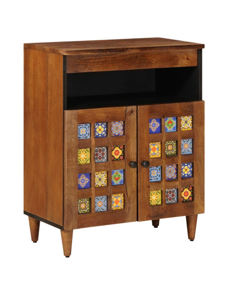 Credenza con porta Noce 60 x 33 x 75 cm Legno di mango massello