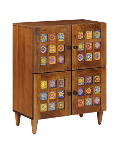 Credenza con porta Noce 60 x 33 x 75 cm Legno di mango massello