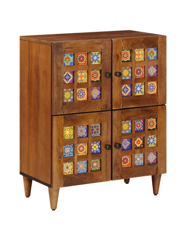 Credenza con porta Noce 60 x 33 x 75 cm Legno di mango massello