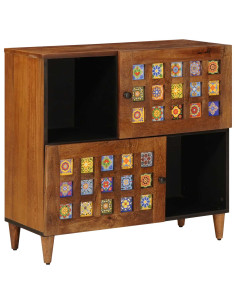 Credenza con porta Noce 80 x 33 x 75 cm Legno di mango massello