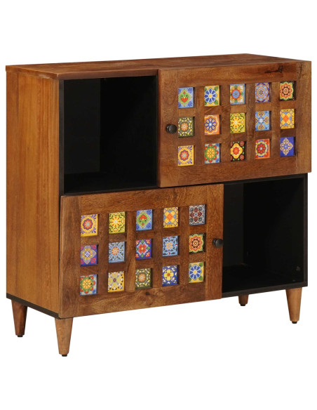 Credenza con porta Noce 80 x 33 x 75 cm Legno di mango massello