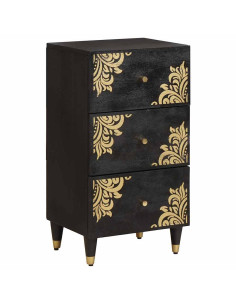 Credenza Nero 40 x 33 x 75 cm Legno di mango massello