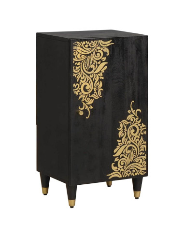 Credenza con porta Nero 40 x 33 x 75 cm Legno di mango massello