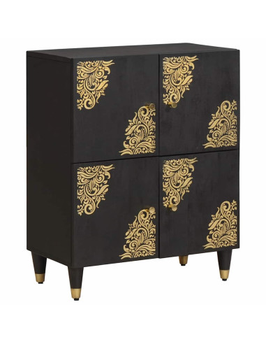 Credenza con porta Nero 60 x 33 x 75 cm Legno di mango massello
