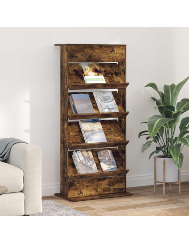 Scaffale per riviste Rovere fumé 70 x 41 x 156 cm