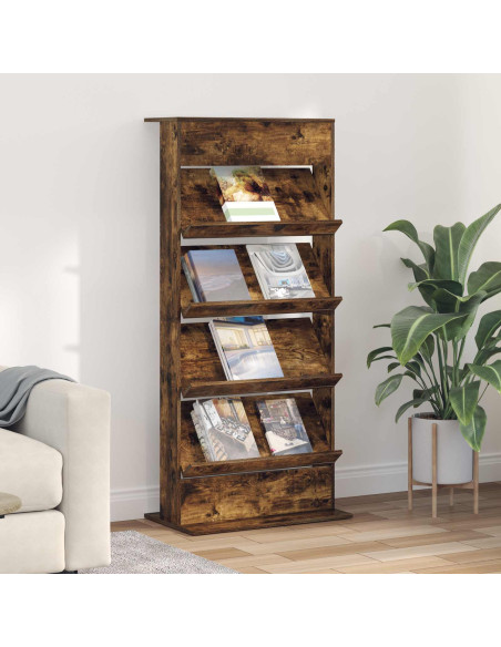 Scaffale per riviste Rovere fumé 70 x 41 x 156 cm