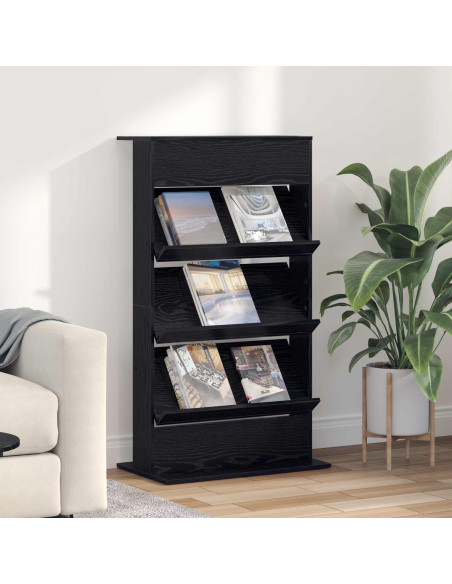 Scaffale per riviste Rovere Nero 70 x 41 x 126 cm