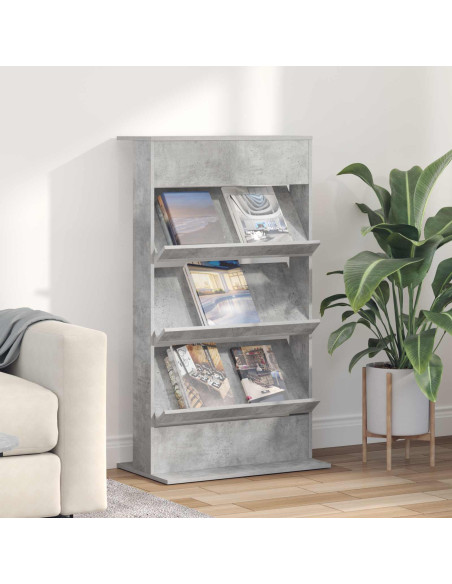 Scaffale per riviste Grigio cemento 70 x 41 x 126 cm