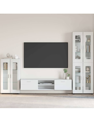 Credenza Bianco Lucido 55,5 x 29 x 103 cm Legno multistrato