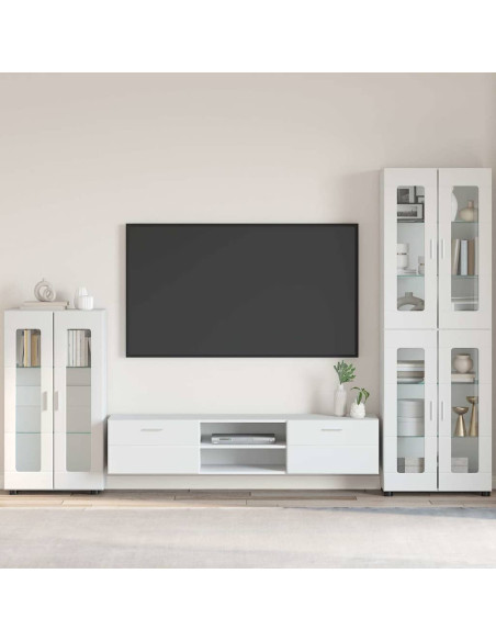 Credenza Bianco Lucido 55,5 x 29 x 103 cm Legno multistrato