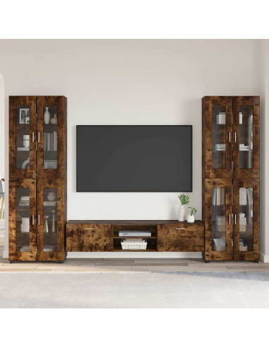 Set mobile TV con cassetto Rovere fumé Legno multistrato