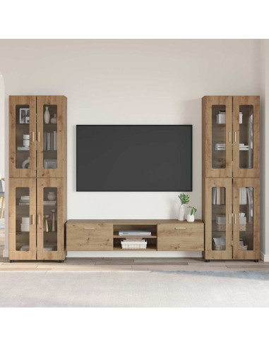 Set mobile TV con cassetto Rovere artigianale Legno multistrato