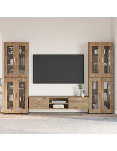 Set mobile TV con cassetto Rovere artigianale Legno multistrato