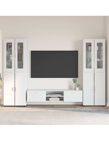 Set mobile TV con cassetto con porta Bianco Legno multistrato