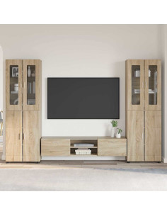 Set mobile TV con cassetto Rovere Sonoma Legno multistrato