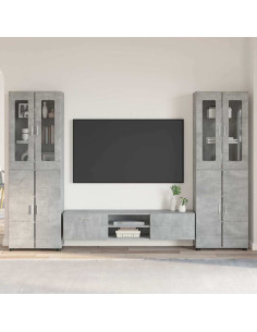 Set mobile TV con cassetto Grigio cemento Legno multistrato