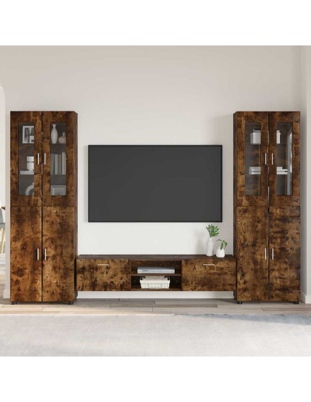 Set mobile TV con cassetto Rovere fumé Legno multistrato