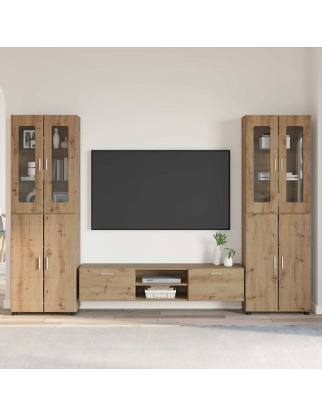 Set mobile TV con cassetto Rovere artigianale Legno multistrato