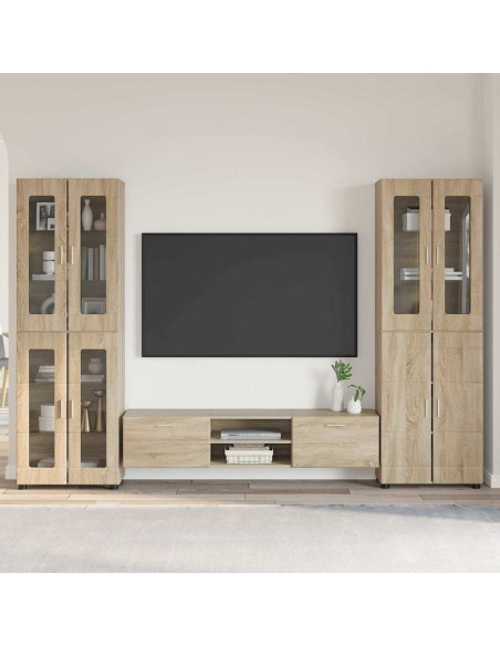 Set mobile TV con cassetto Rovere Sonoma Legno multistrato