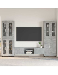 Set mobile TV con cassetto Grigio cemento Legno multistrato