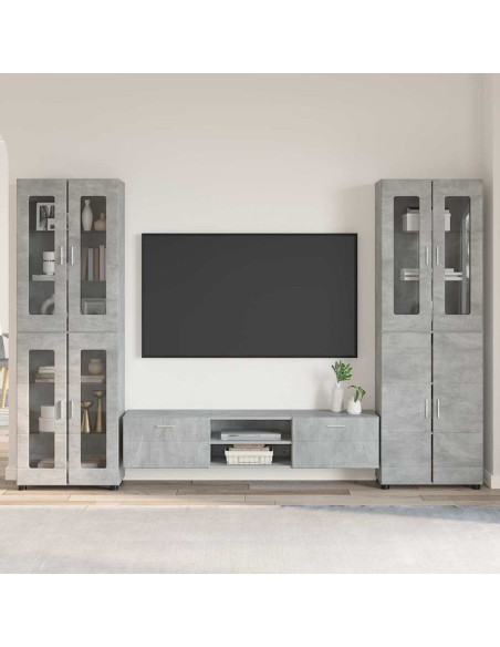 Set mobile TV con cassetto Grigio cemento Legno multistrato